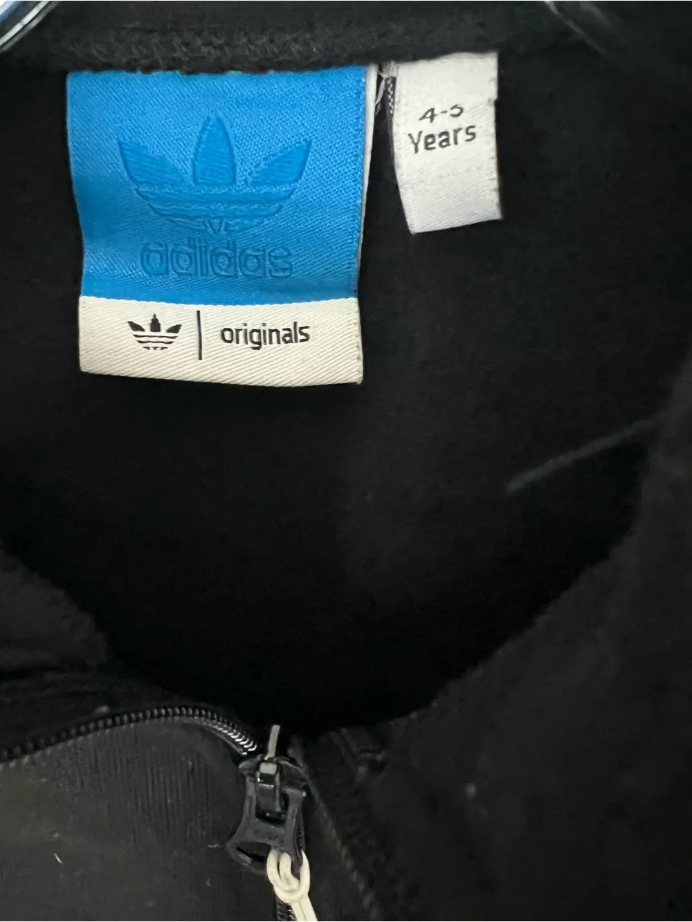 adidas Black Kids Zip Hoodie with White Three-Stripes